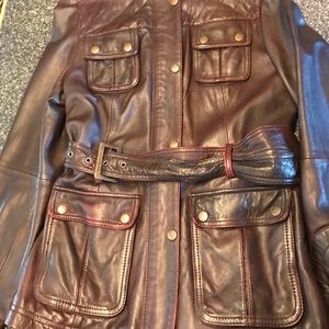 Women’s Brown red Tones Leather Jacket